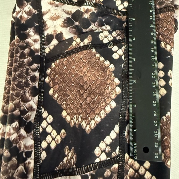 Brown Python Print Leggings. Compression Yoga Pants. - Picture 5 of 7